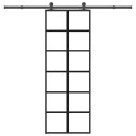 VidaXL Drzwi przesuwne z osprzętem, szkło ESG i aluminium, 76x205 cm