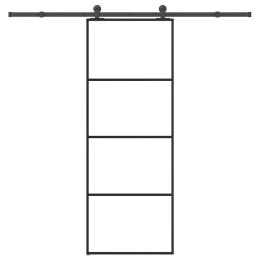 VidaXL Drzwi przesuwne z osprzętem, szkło ESG i aluminium, 76x205 cm