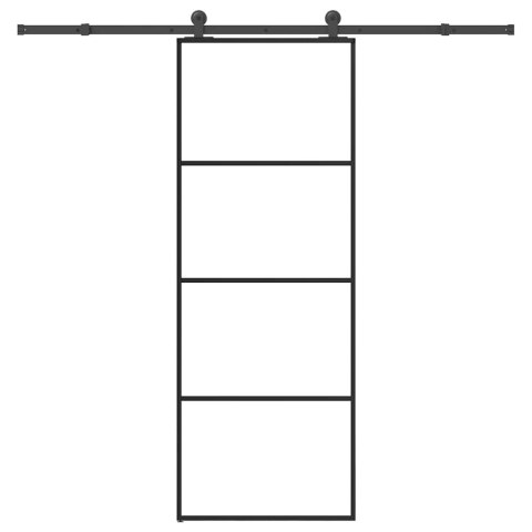 VidaXL Drzwi przesuwne z osprzętem, szkło ESG i aluminium, 76x205 cm
