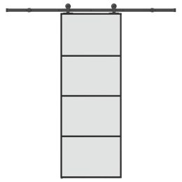 VidaXL Drzwi przesuwne z osprzętem, szkło ESG i aluminium, 76x205 cm