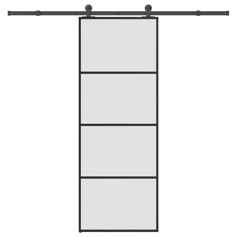 VidaXL Drzwi przesuwne z osprzętem, szkło ESG i aluminium, 76x205 cm