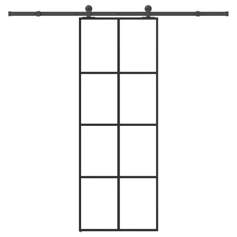 VidaXL Drzwi przesuwne z osprzętem, szkło ESG i aluminium, 76x205 cm
