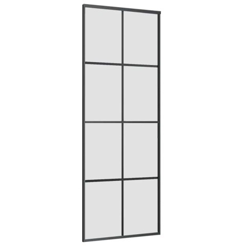 VidaXL Drzwi przesuwne z osprzętem, szkło ESG i aluminium, 76x205 cm