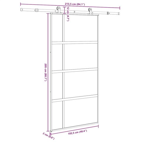 VidaXL Drzwi przesuwne z osprzętem, 102,5x205 cm, szkło i aluminium