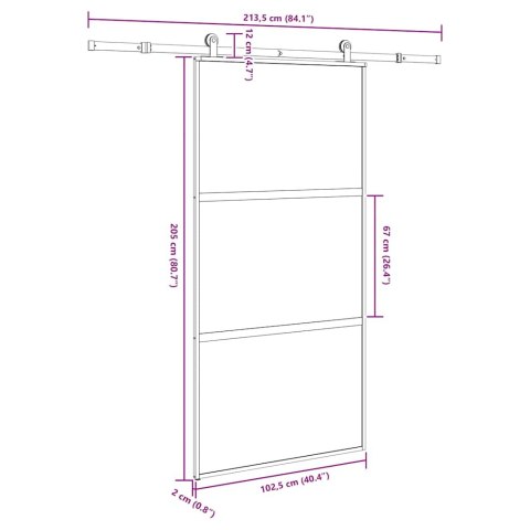 VidaXL Drzwi przesuwne z zestawem okuć Szkło hartowane i aluminium