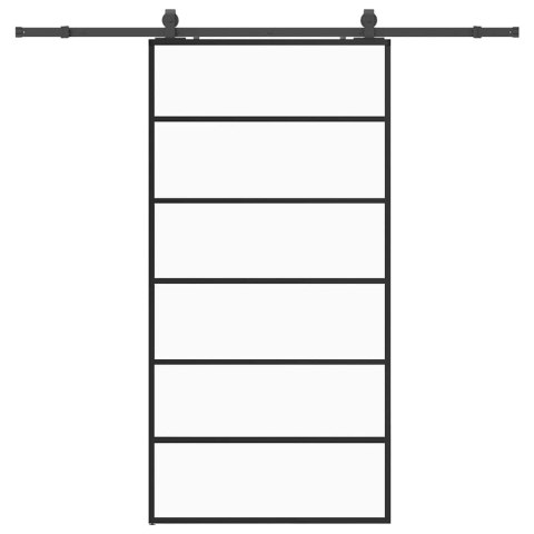 VidaXL Drzwi przesuwne z zestawem okuć czarne 102x205 cm ESG szkło