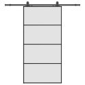 VidaXL Drzwi przesuwne z zestawem okuć czarne 102,5x205 cm ESG szkło