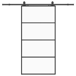 VidaXL Drzwi przesuwne z zestawem okuć czarne 102,5x205 cm ESG szkło