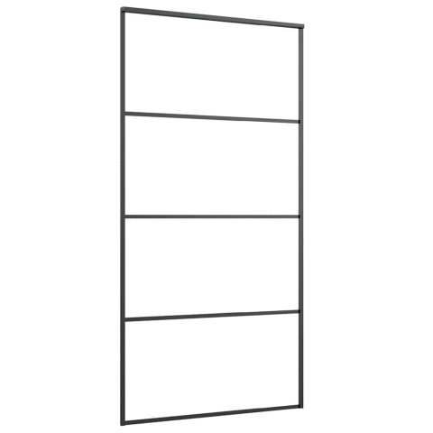VidaXL Drzwi przesuwne z zestawem okuć czarne 102,5x205 cm ESG szkło
