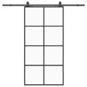 VidaXL Drzwi przesuwne z zestawem okuć czarne 102,5x205 cm ESG szkło