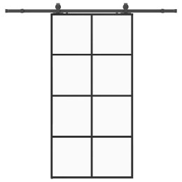 VidaXL Drzwi przesuwne z zestawem okuć czarne 102,5x205 cm ESG szkło