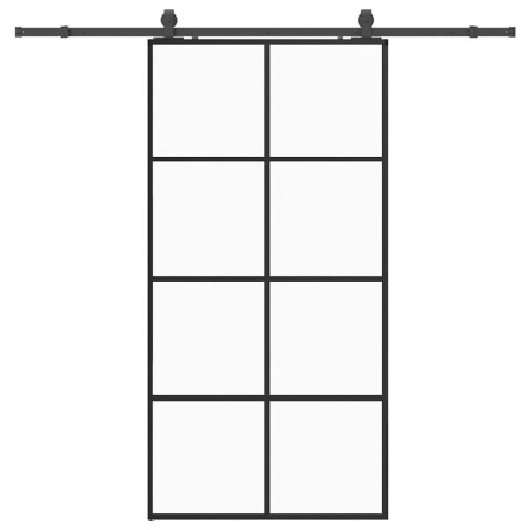 VidaXL Drzwi przesuwne z zestawem okuć czarne 102,5x205 cm ESG szkło