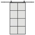 VidaXL Drzwi przesuwne z zestawem okuć czarne 102,5x205 cm ESG szkło