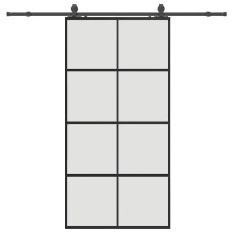 VidaXL Drzwi przesuwne z zestawem okuć czarne 102,5x205 cm ESG szkło