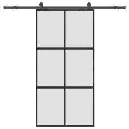 VidaXL Drzwi przesuwne z zestawem okuć czarne 102,5x205 cm