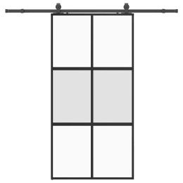 VidaXL Drzwi przesuwne z zestawem okuć czarne 102,5x205 cm