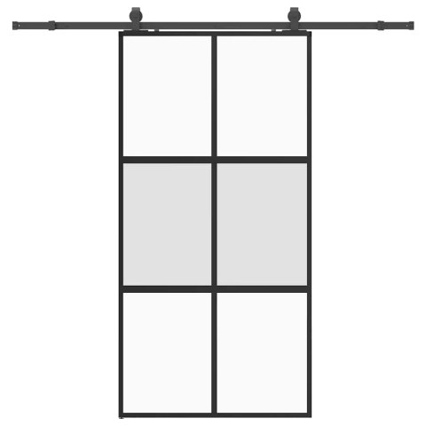 VidaXL Drzwi przesuwne z zestawem okuć czarne 102,5x205 cm