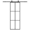 VidaXL Drzwi przesuwne z zestawem okuć czarne 76x205 cm ESG szkło