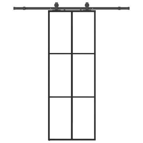 VidaXL Drzwi przesuwne z zestawem okuć czarne 76x205 cm ESG szkło