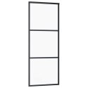 VidaXL Drzwi przesuwne z zestawem okuć czarne 76x205 cm ESG szkło