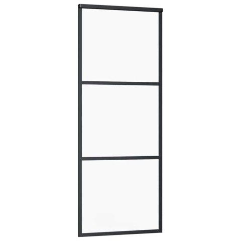 VidaXL Drzwi przesuwne z zestawem okuć czarne 76x205 cm ESG szkło
