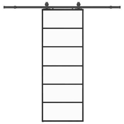 VidaXL Drzwi przesuwne z zestawem okuć czarne 76x205 cm ESG szkło