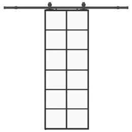 VidaXL Drzwi przesuwne z zestawem okuć czarne 76x205 cm ESG szkło
