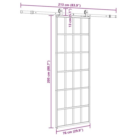 VidaXL Drzwi przesuwne z zestawem okuć czarne 76x205 cm ESG szkło