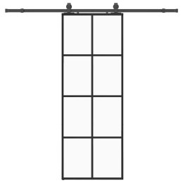 VidaXL Drzwi przesuwne z zestawem okuć czarne 76x205 cm ESG szkło