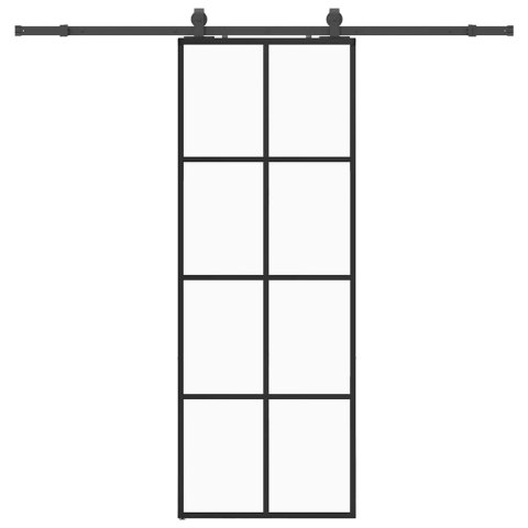 VidaXL Drzwi przesuwne z zestawem okuć czarne 76x205 cm ESG szkło