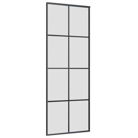 VidaXL Drzwi przesuwne z zestawem okuć czarne 76x205 cm ESG szkło