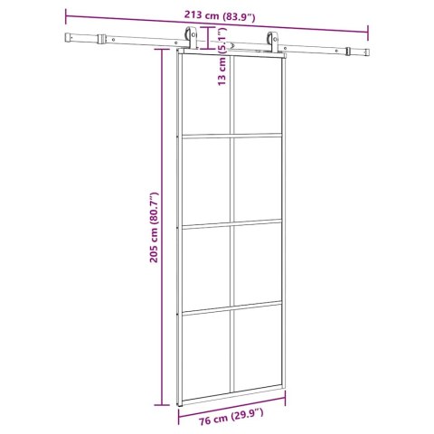 VidaXL Drzwi przesuwne z zestawem okuć czarne 76x205 cm ESG szkło