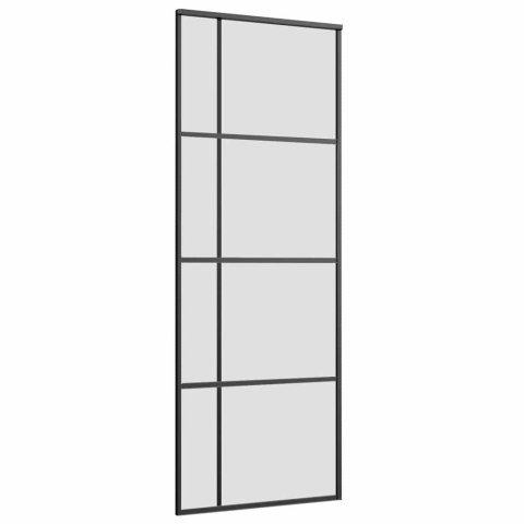 VidaXL Drzwi przesuwne z zestawem okuć czarne 76x205 cm ESG szkło