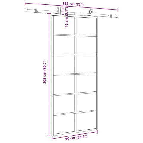 VidaXL Drzwi przesuwne z zestawem okuć czarne 90x205 cm ESG szkło