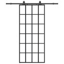 VidaXL Drzwi przesuwne z zestawem okuć czarne 90x205 cm ESG szkło