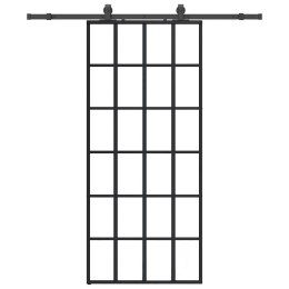 VidaXL Drzwi przesuwne z zestawem okuć czarne 90x205 cm ESG szkło
