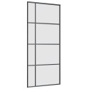 VidaXL Drzwi przesuwne z zestawem okuć czarne 90x205 cm ESG szkło