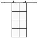 VidaXL Drzwi przesuwne z zestawem okuć czarne 90x205 cm ESG szkło