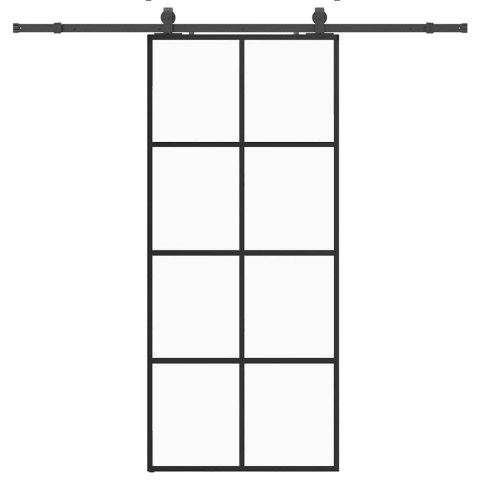 VidaXL Drzwi przesuwne z zestawem okuć czarne 90x205 cm ESG szkło