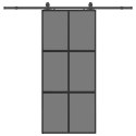 VidaXL Drzwi przesuwne z zestawem okuć czarne 90x205cm szkło hartowane