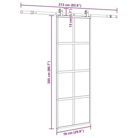 VidaXL Drzwi przesuwne z zestawem okuć czarne 76x205cm szkło hartowane