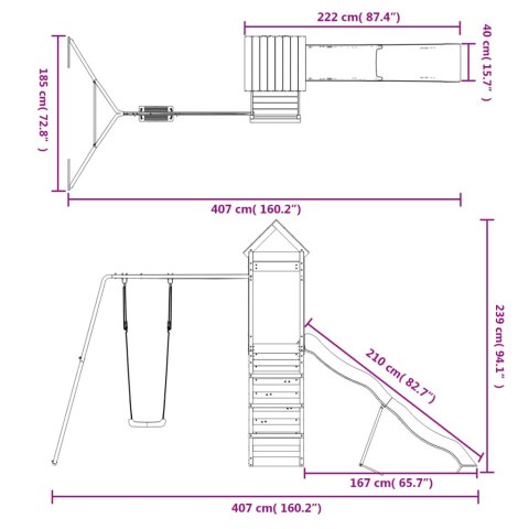 VidaXL Plac zabaw do ogrodu, impregnowane drewno sosnowe