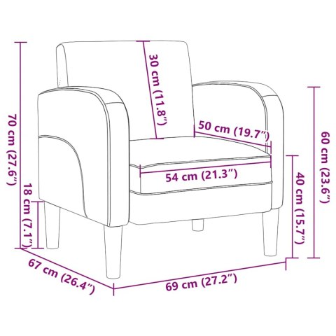 VidaXL Sofa Fotel z Podłokietnikami Czarny 54 cm Skóra ekologiczna