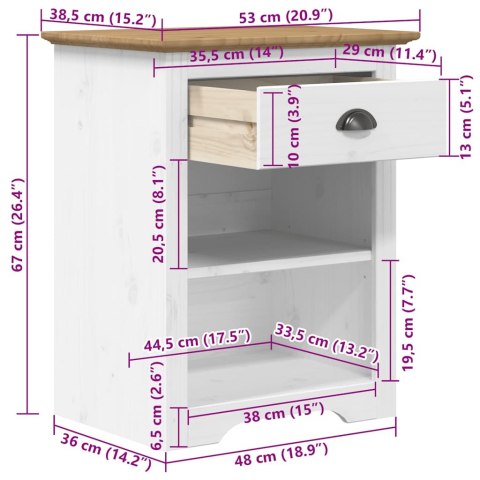 SZAFKA NOCNA BODO BRĄZOWA 53X38,5X67CM LITE DREWNO SOSNOWE