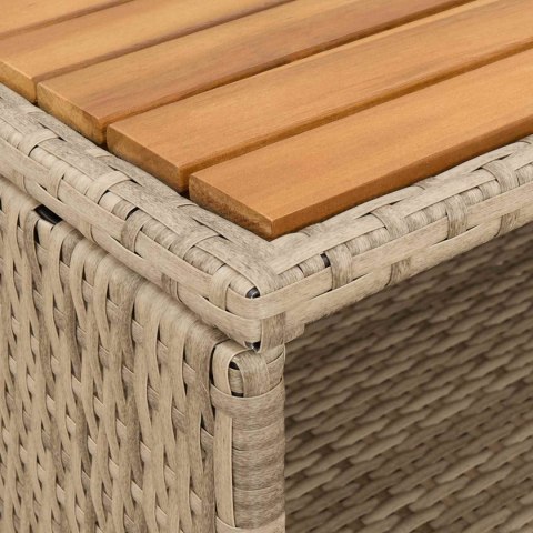 SZAFKA OGRODOWA RATTANOWA DREWNIANY BLAT AKACJA 70X50X87 CM BEŻOWA NA TARAS