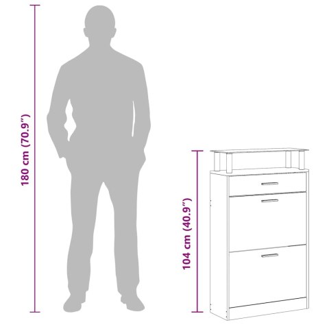 DREWNIANA SZAFKA NA BUTY Z SZUFLADĄ I SZKLANĄ PÓŁKĄ BIAŁA