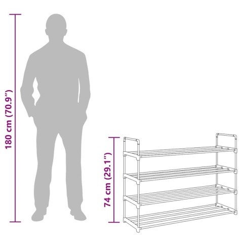 STOJAK NA BUTY Z 4 PÓŁKAMI METAL I PLASTIK CZARNY