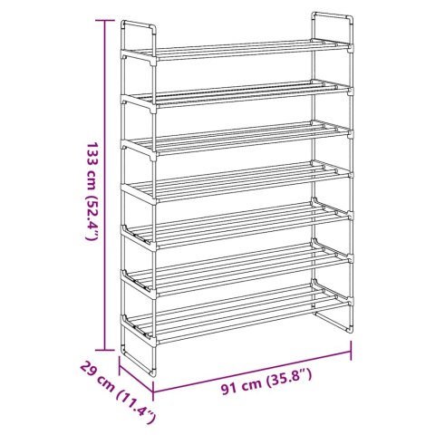 STOJAK NA BUTY Z 7 PÓŁKAMI METAL I PLASTIK CZARNY