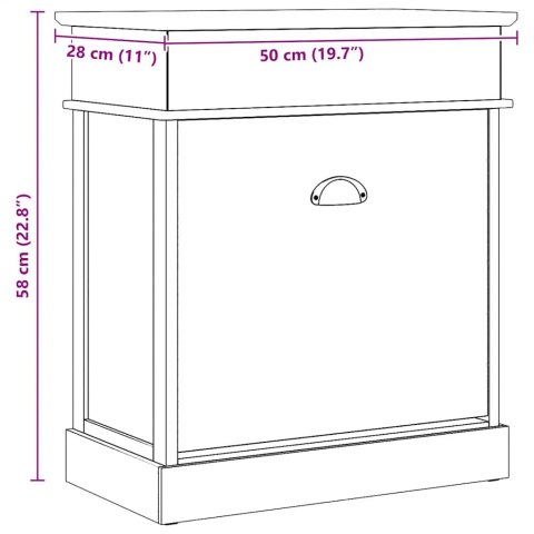 SZAFKA NA BUTY SZARA 50X28X58CM DREWNO PAULOWNIA