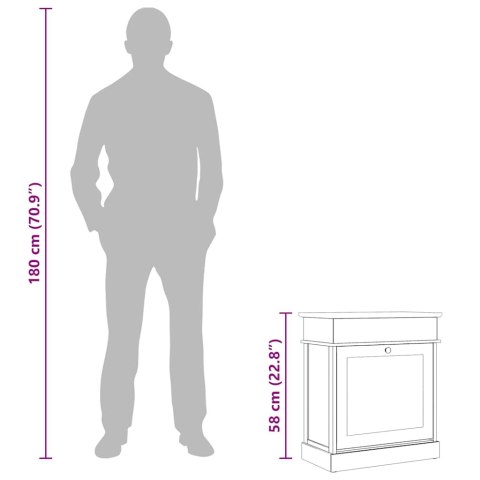 SZAFKA NA BUTY SZARA 50X28X58CM DREWNO PAULOWNIA